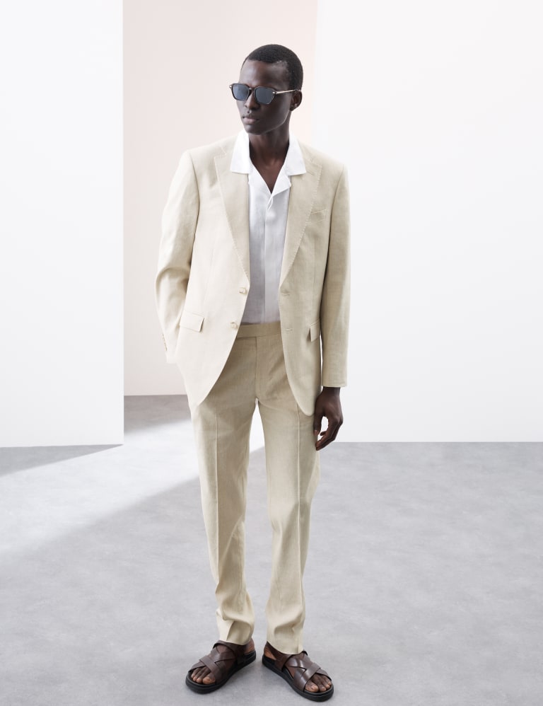 2 Piece Tailored Fit Italian Performance Linen Blend Suit 1 of 6