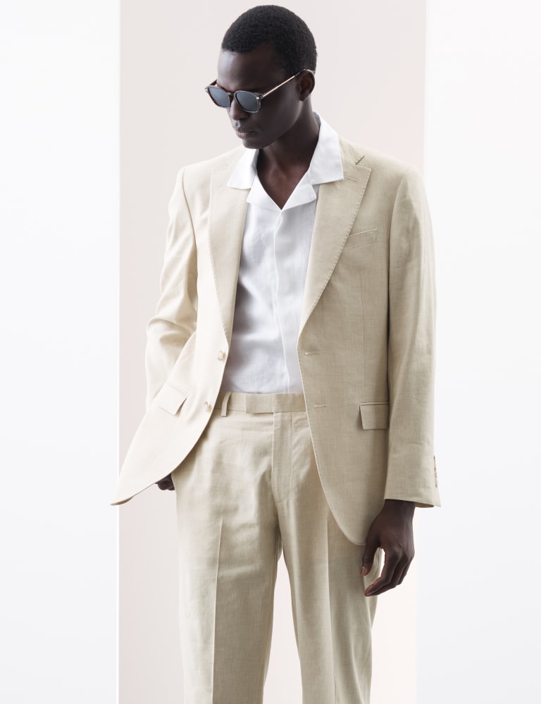 2 Piece Tailored Fit Italian Performance Linen Blend Suit 5 of 6