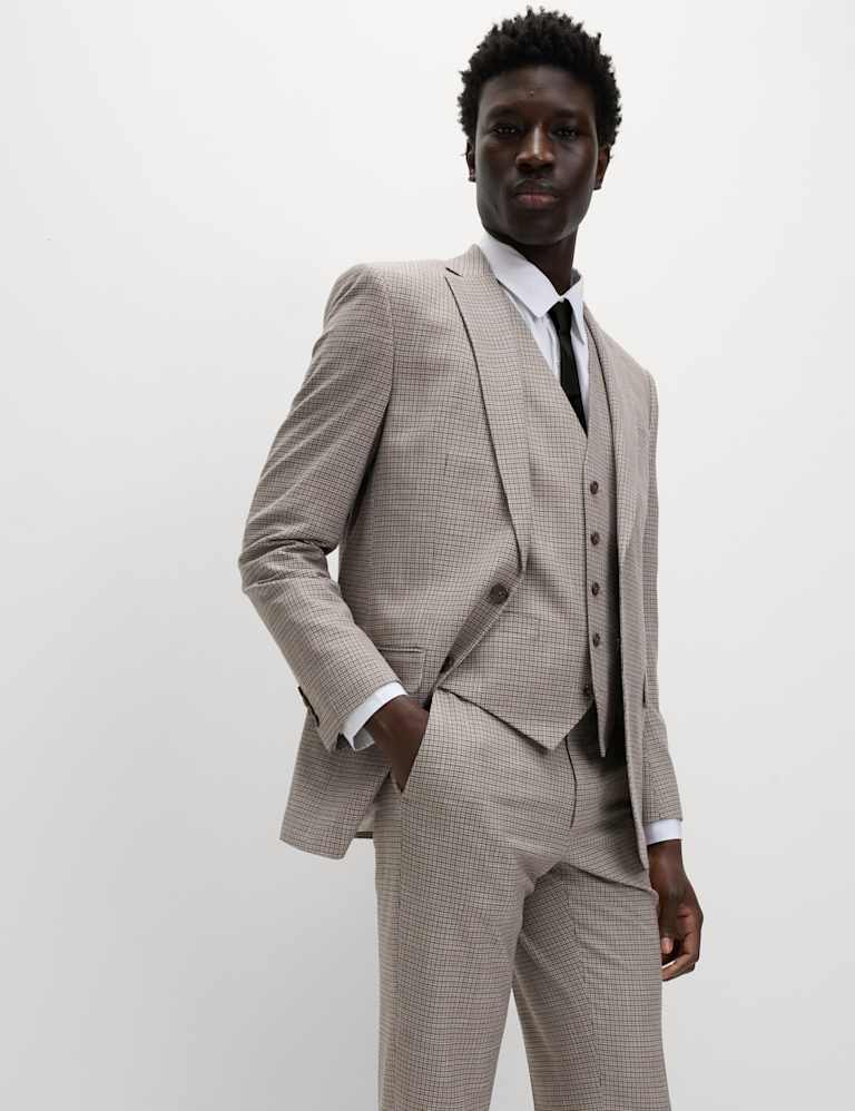 3 Piece Tailored Fit Grid Check Suit 1 of 6