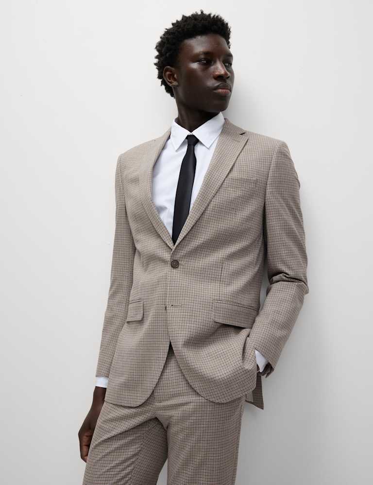 3 Piece Tailored Fit Grid Check Suit 2 of 6