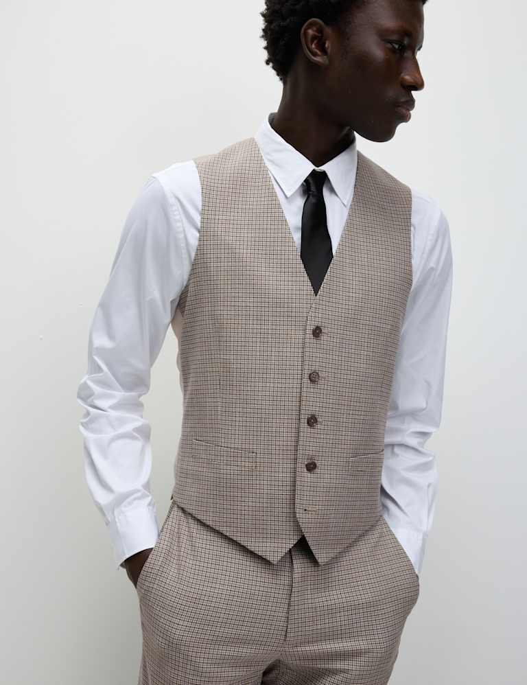 3 Piece Tailored Fit Grid Check Suit 3 of 6