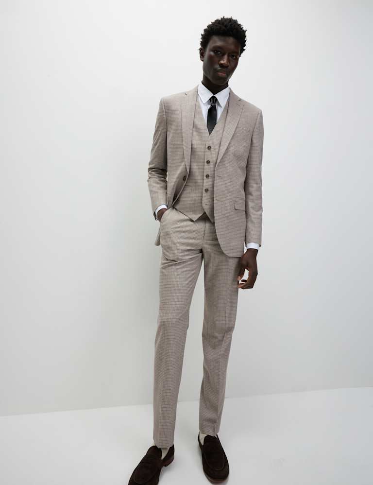 3 Piece Tailored Fit Grid Check Suit 5 of 6