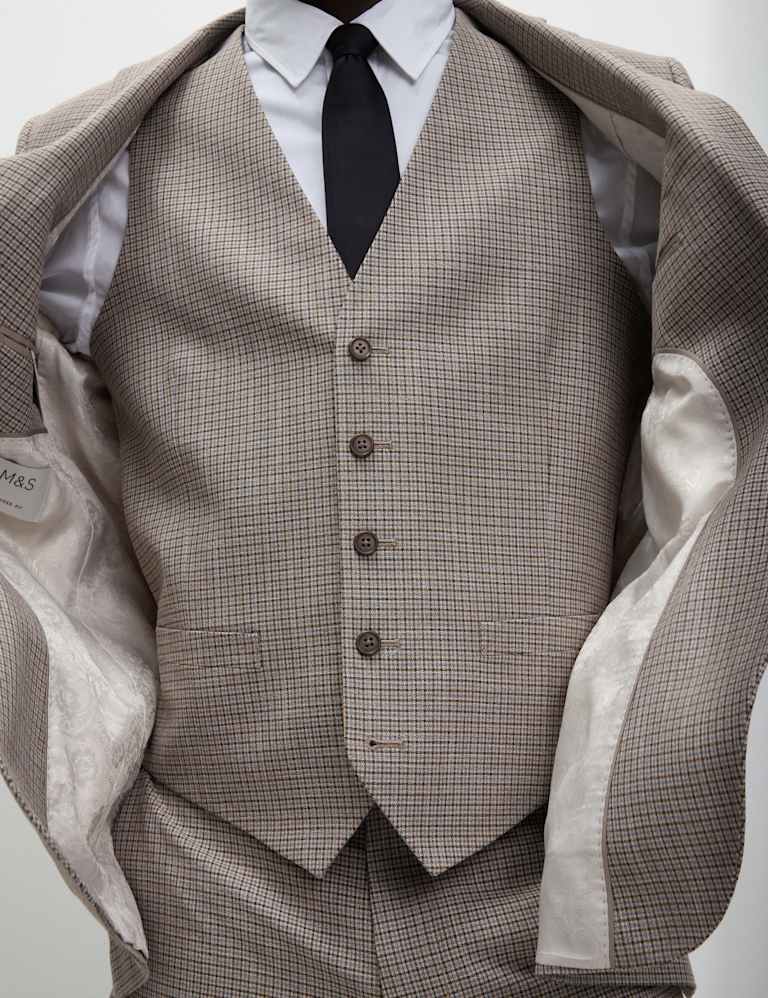 3 Piece Tailored Fit Grid Check Suit 6 of 6