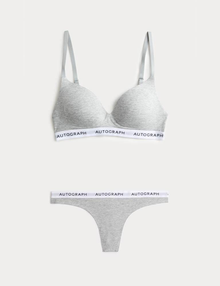 Lille Supima™ Cotton Non Wired Plunge Bra Set A-E 2 of 6