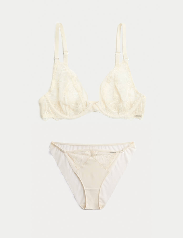 Monaco Embroidery Wired Plunge Bra Set A-E 2 of 6