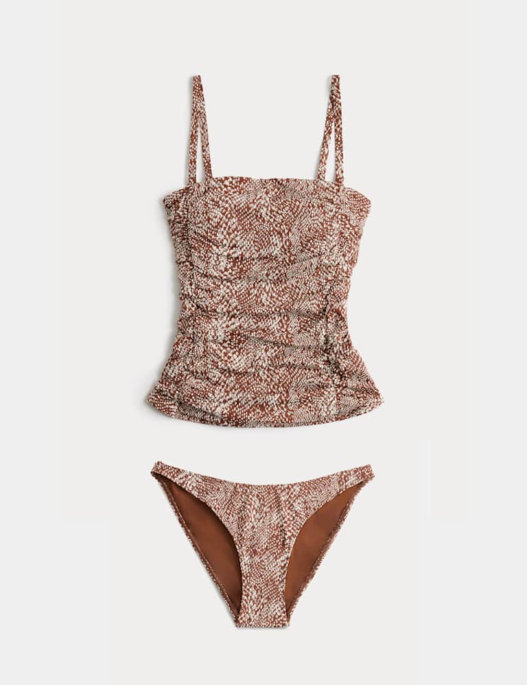 Tummy Control Printed Ruched Tankini Set 2 of 6