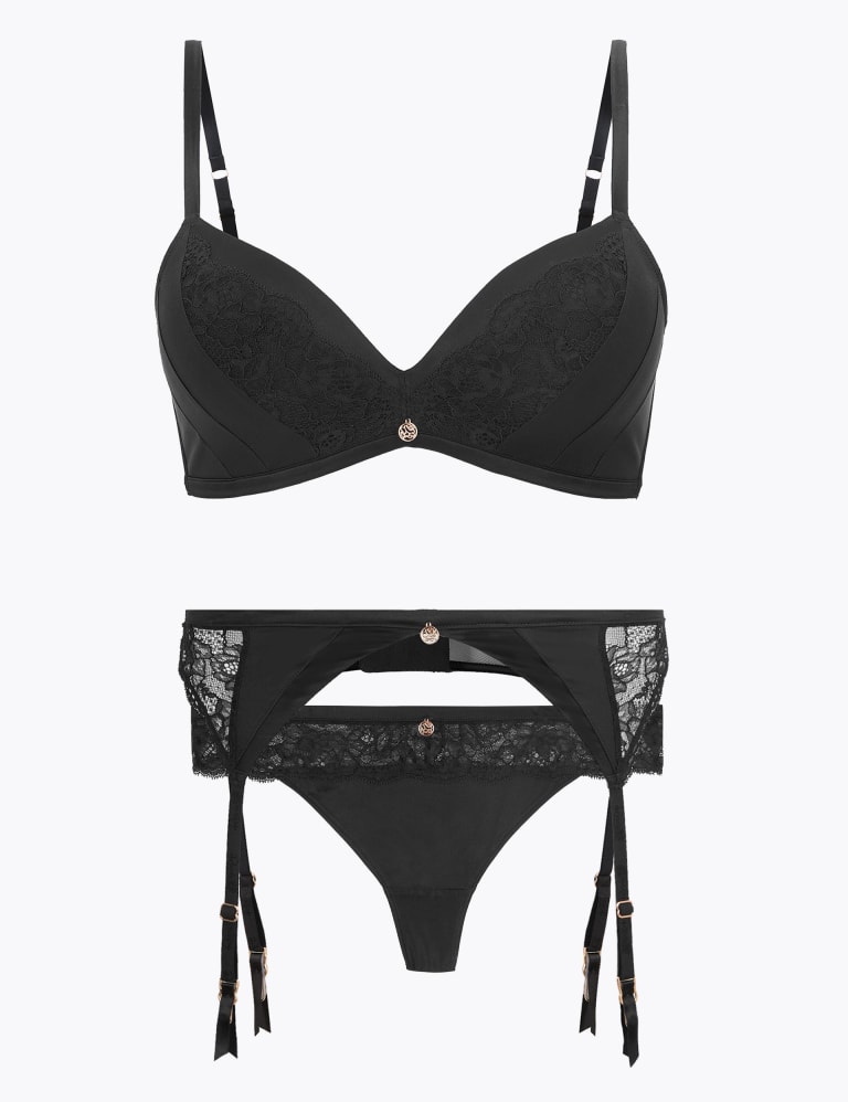 Silk & Lace Push Up Set with Plunge Bra 2 of 6