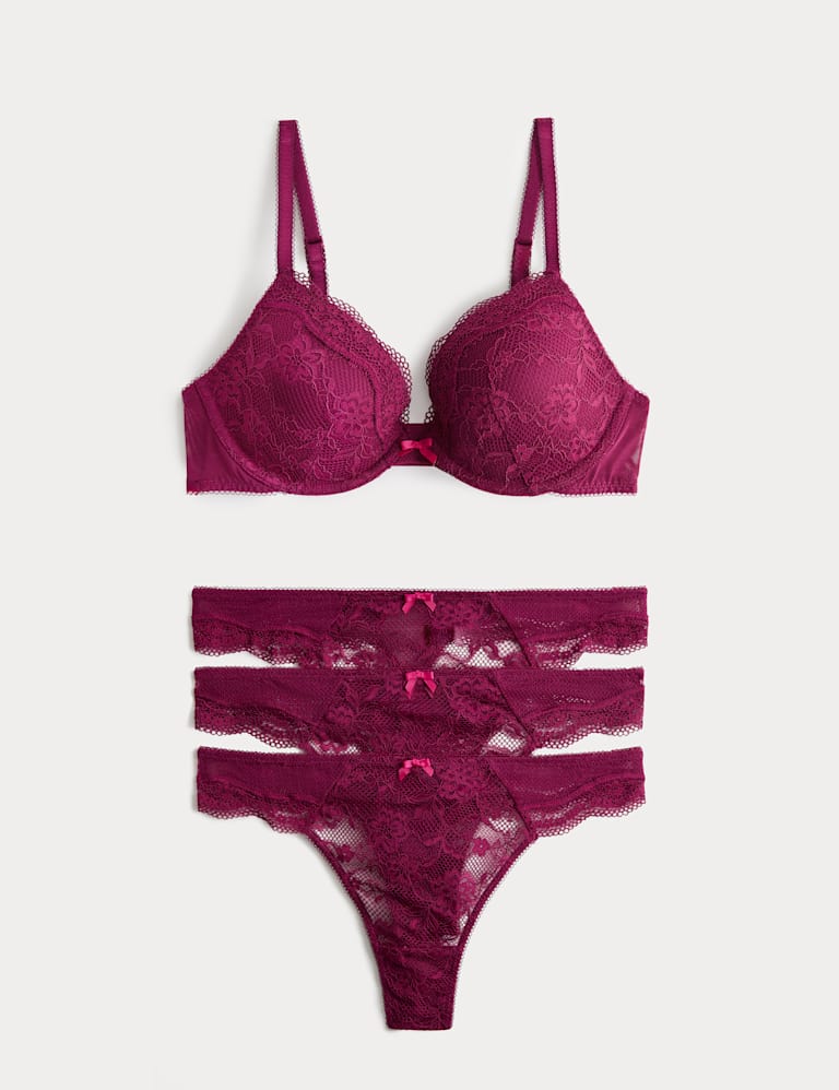 Jasmine Lace Wired Plunge Bra Set A-E 2 of 6