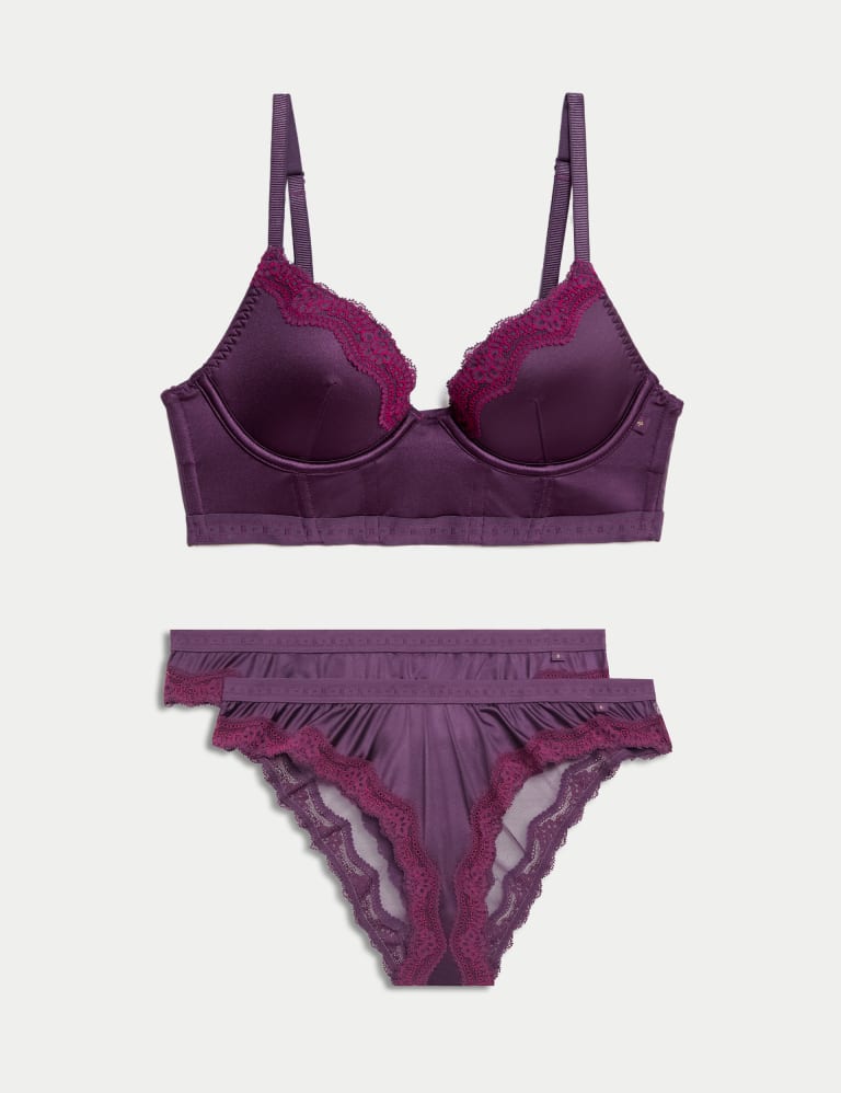 Ella Lace Wired Longline Plunge Bra Set A-E 2 of 6