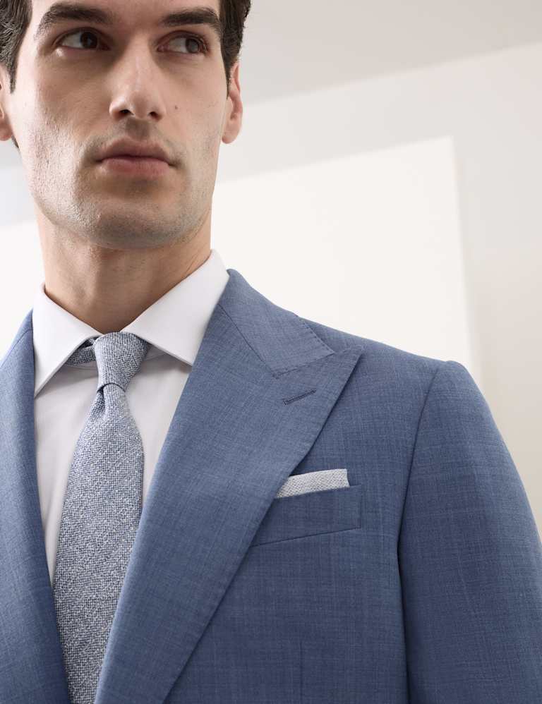 3 Piece Tailored Fit Wool Blend Hopsack Stretch Suit 4 of 6