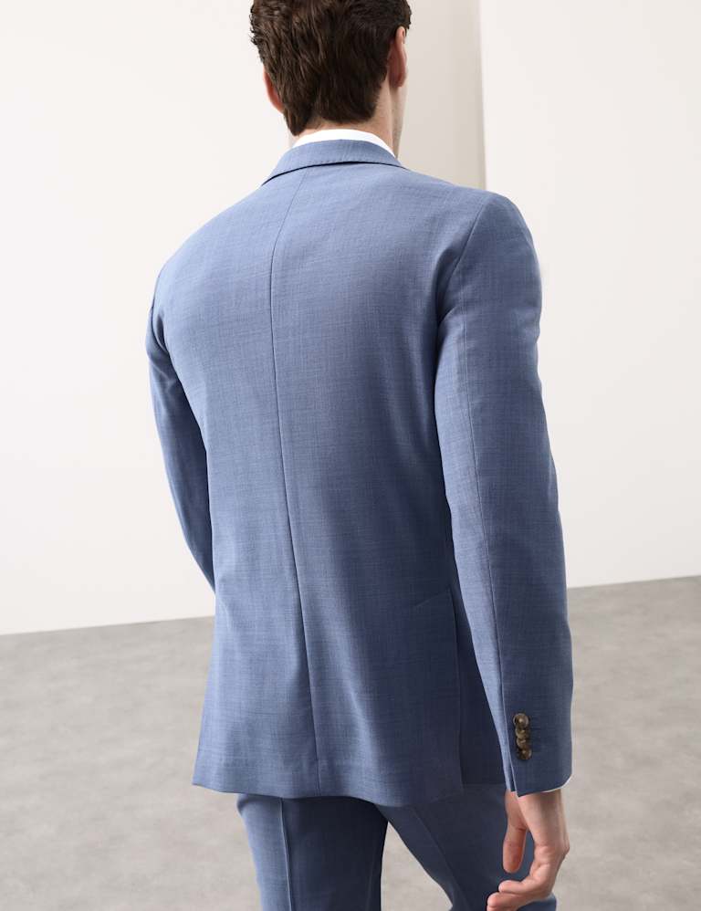 3 Piece Tailored Fit Wool Blend Hopsack Stretch Suit 5 of 6
