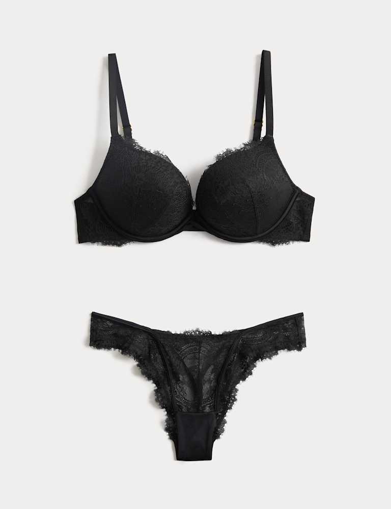 Lace Double Boost Push-Up Plunge Bra Set A-D 2 of 6