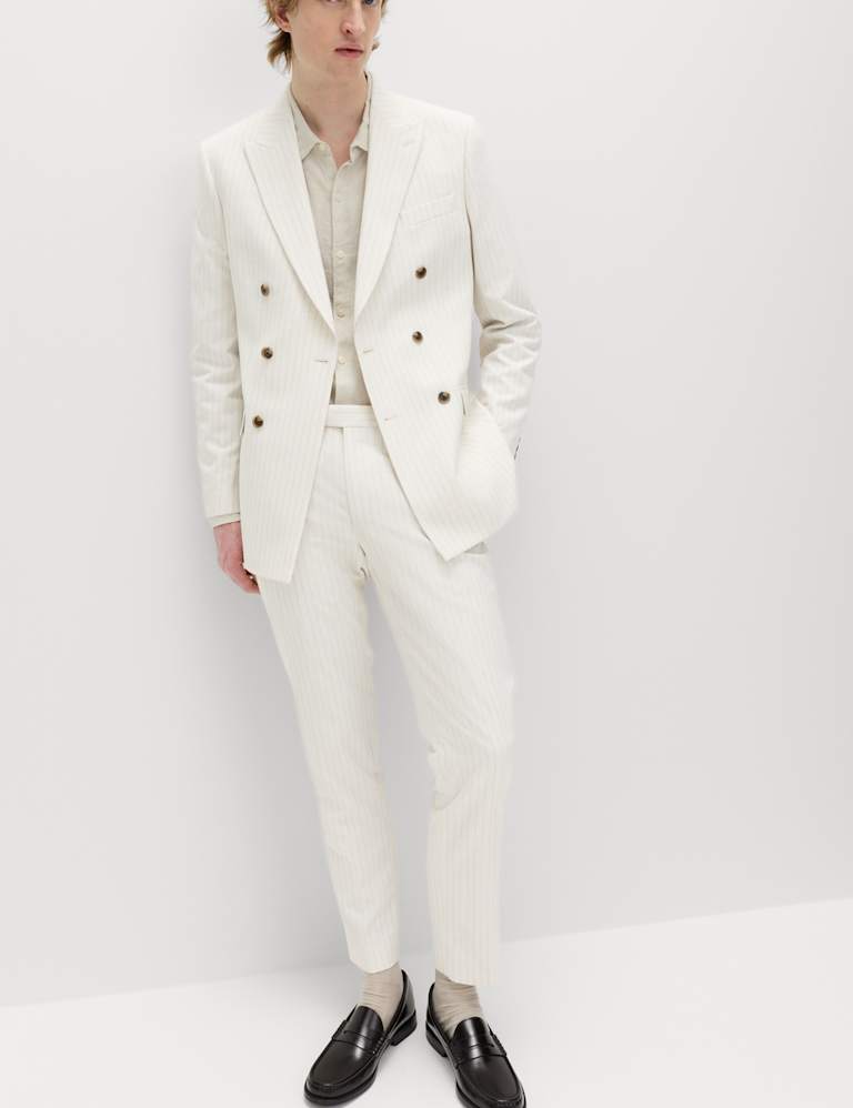 2 Piece Slim Fit Pinstripe Double Breasted Suit 1 of 6
