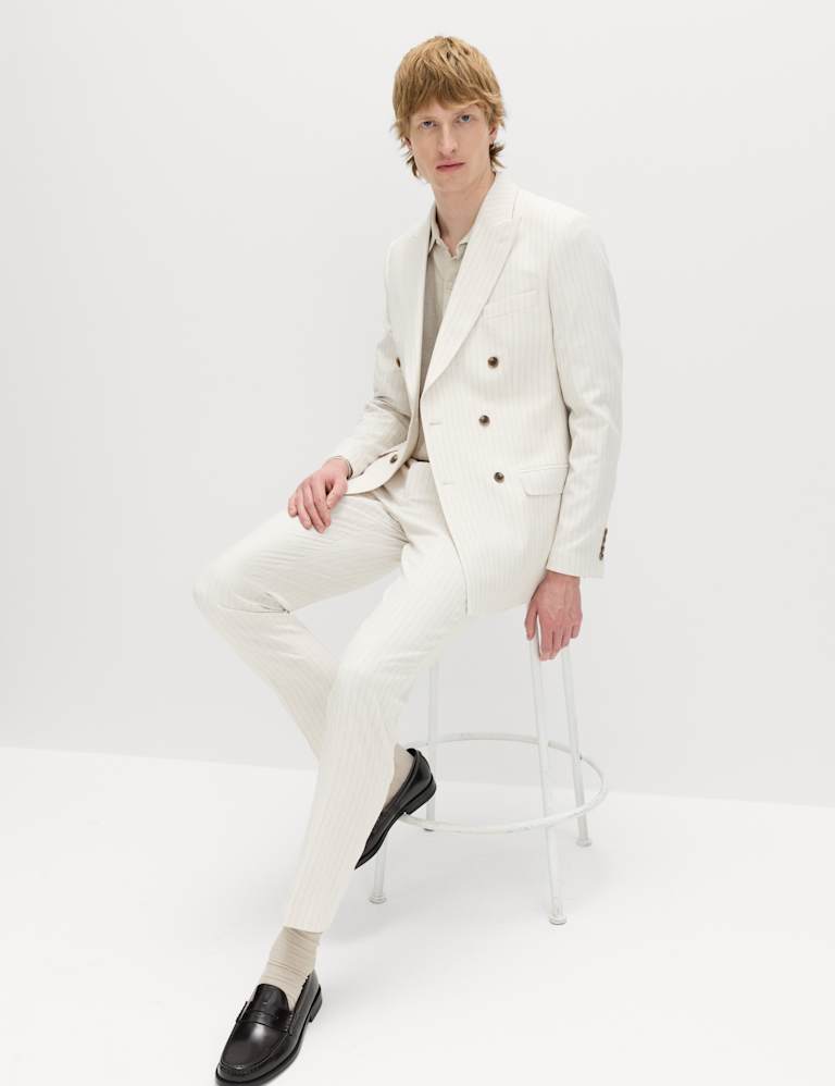 2 Piece Slim Fit Pinstripe Double Breasted Suit 4 of 6