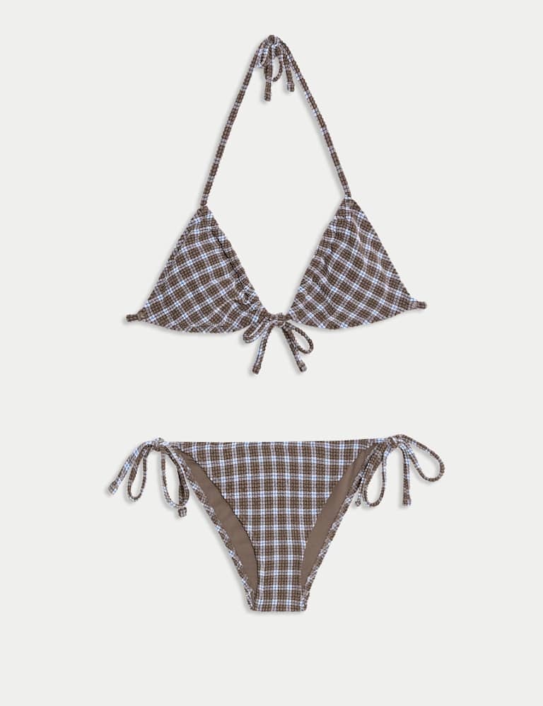 Textured Checked Triangle Bikini Set 2 of 6
