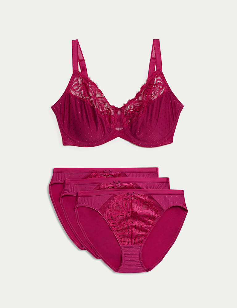 Lace Wired Minimiser Bra Set C-H 2 of 6