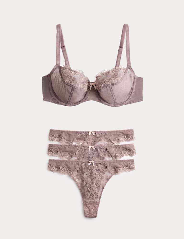 Jasmine Lace Wired Balcony Bra Set A-E 2 of 6