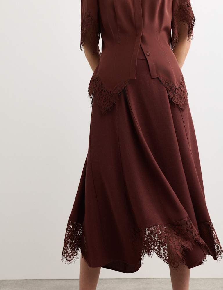 Pure Silk Lace Insert Shirt & Skirt Set 5 of 6