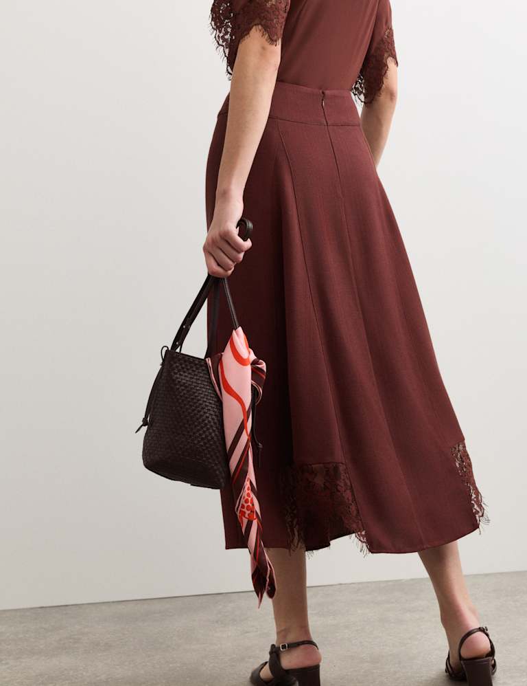 Pure Silk Lace Insert Shirt & Skirt Set 6 of 6