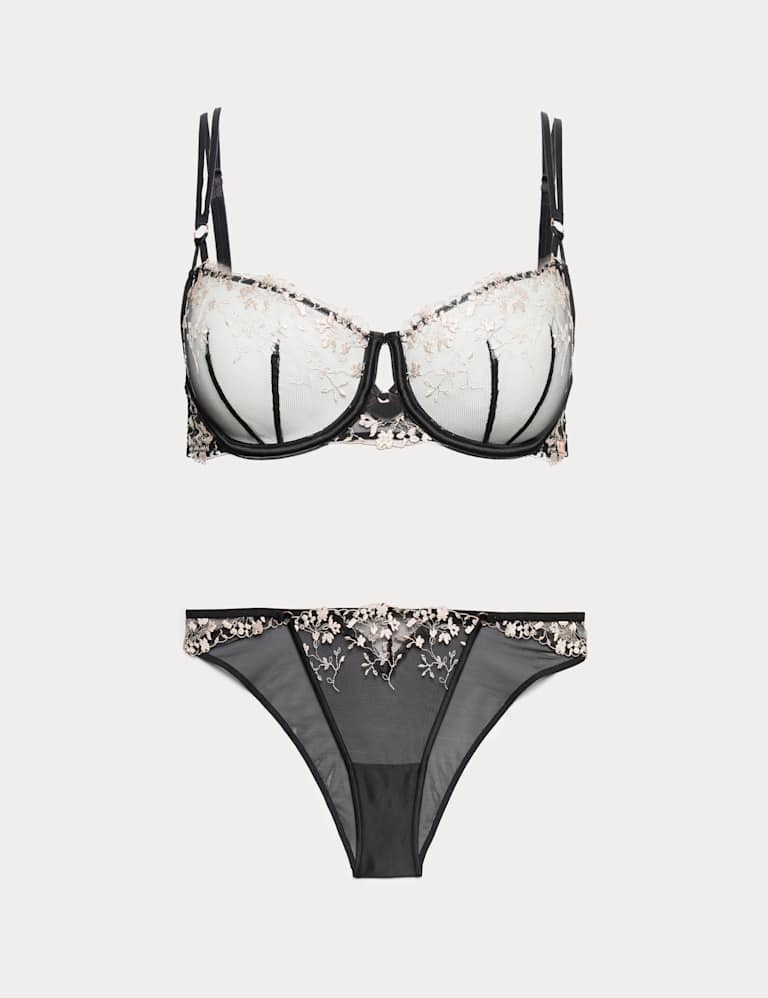 Flora Embroidered Wired Balcony Bra Set A-E 2 of 6
