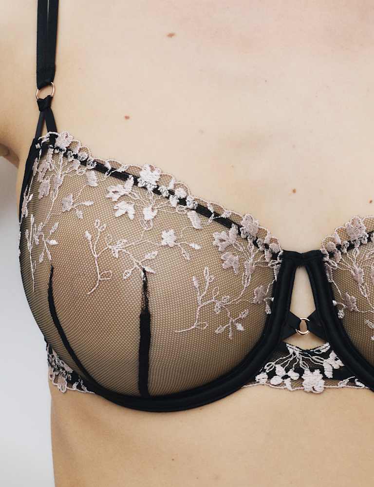 Flora Embroidered Wired Balcony Bra Set A-E 3 of 6