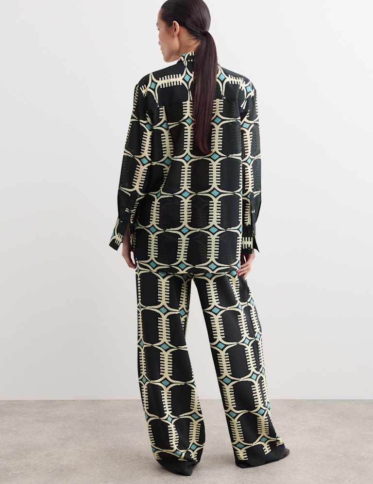 Silk Blend Geometric Shirt & Trouser Set 3 of 6