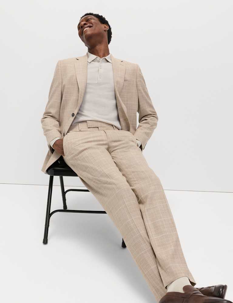 3 Piece Regular Fit Prince of Wales Check Suit 5 of 6