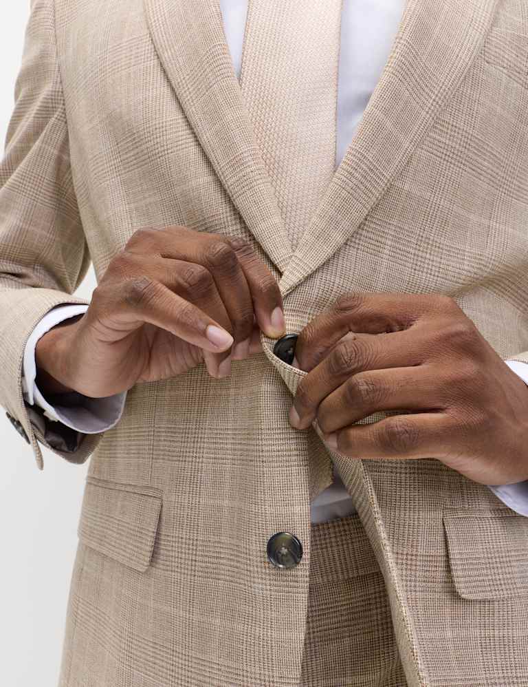 3 Piece Regular Fit Prince of Wales Check Suit 6 of 6