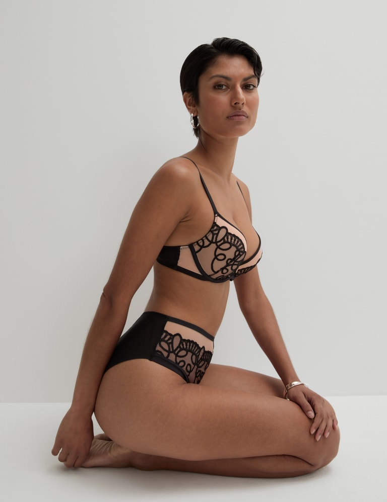 Bordeaux Wired Push Up Plunge Bra Set A-E 1 of 6