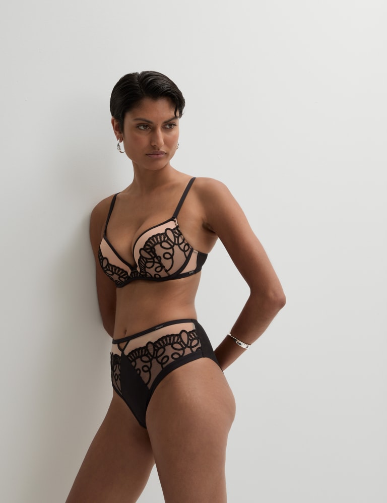 Bordeaux Wired Push Up Plunge Bra Set A-E 3 of 6