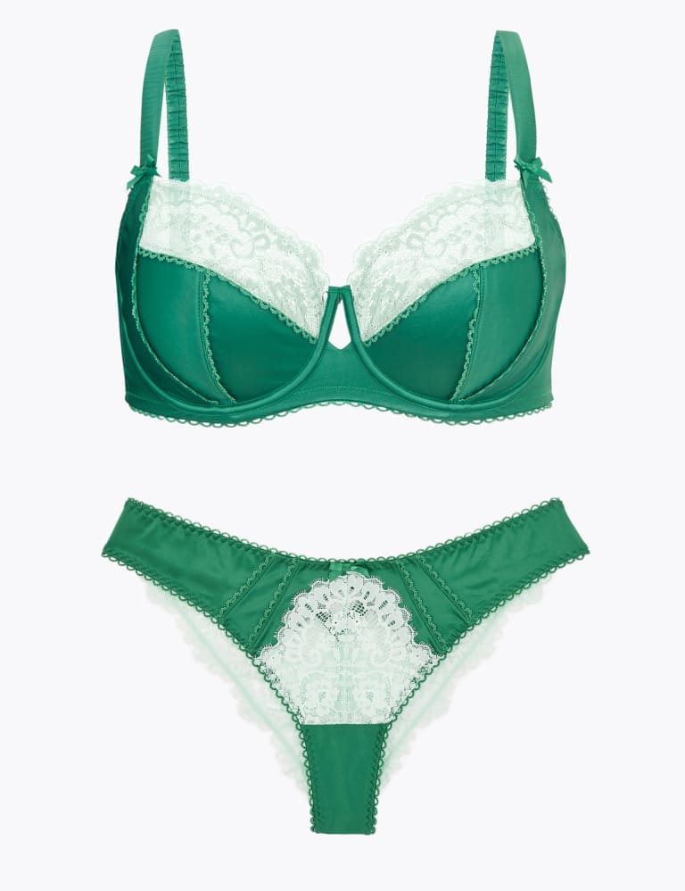 Satin & Lace Non Padded Bra Set with A-G 2 of 6