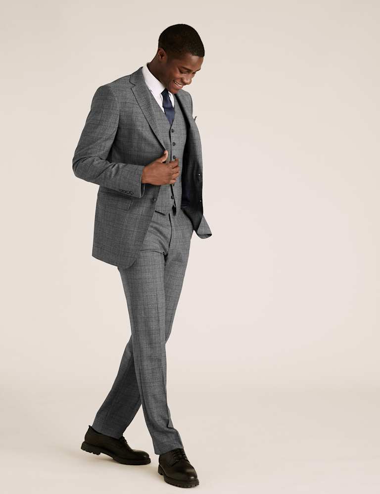 Charcoal Checked Wool 3 Piece Suit 1 of 8