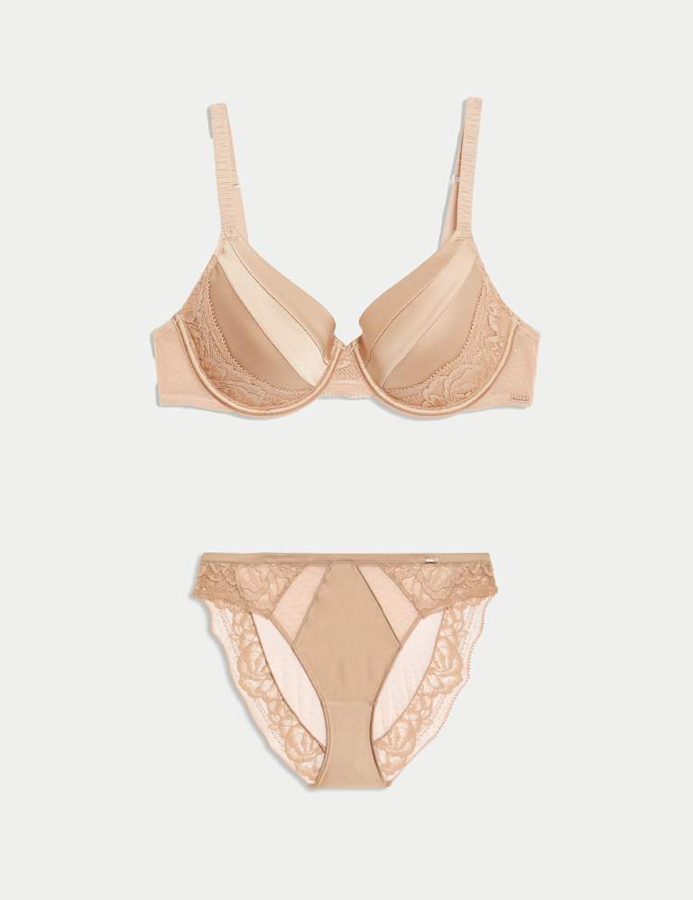 Silk & Lace Wired Full Cup Bra Set 2 of 6