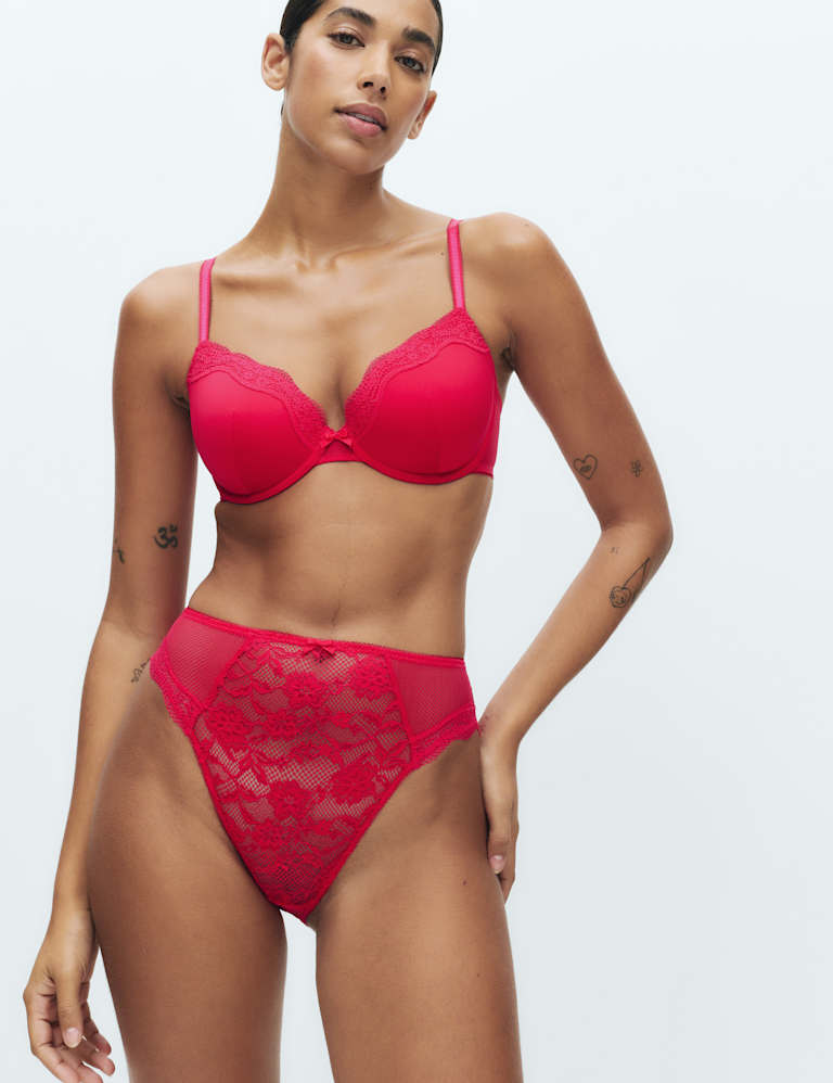 Jasmine Lace Wired Demi Cup Bra Set A-E 1 of 6