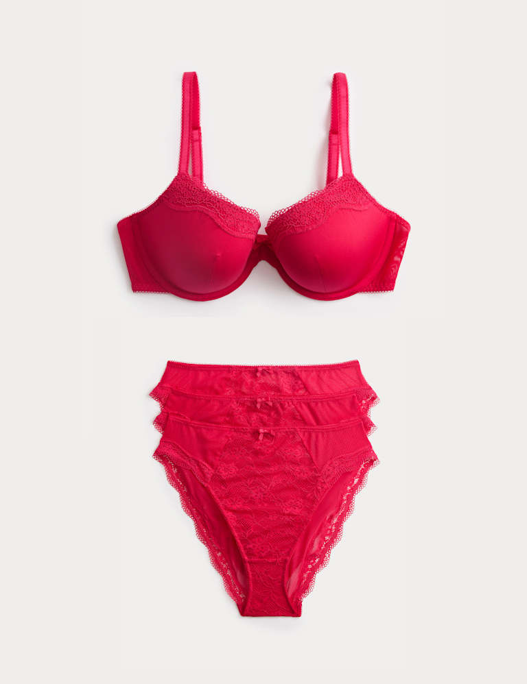 Jasmine Lace Wired Demi Cup Bra Set A-E 2 of 6