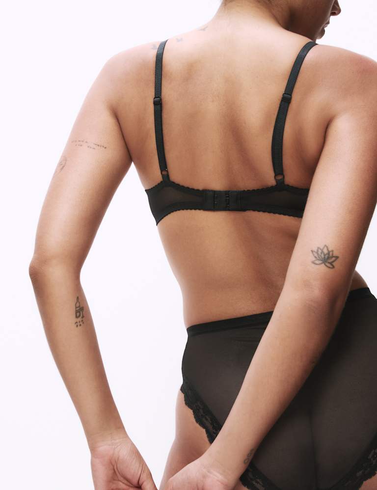 Lace Trim Wired Plunge Bra Set A-E 4 of 6