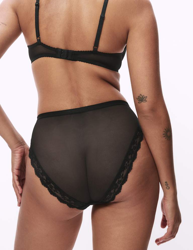 Lace Trim Wired Plunge Bra Set A-E 6 of 6