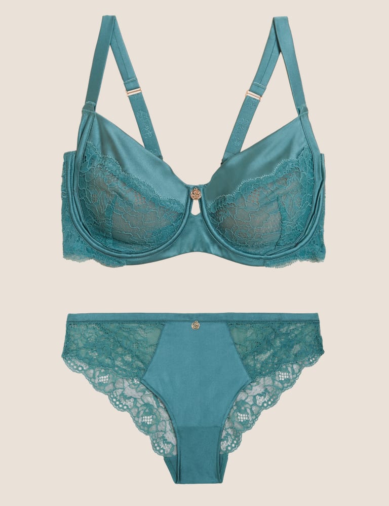 Silk & Lace Non Padded Balcony Bra Set F-H 2 of 6