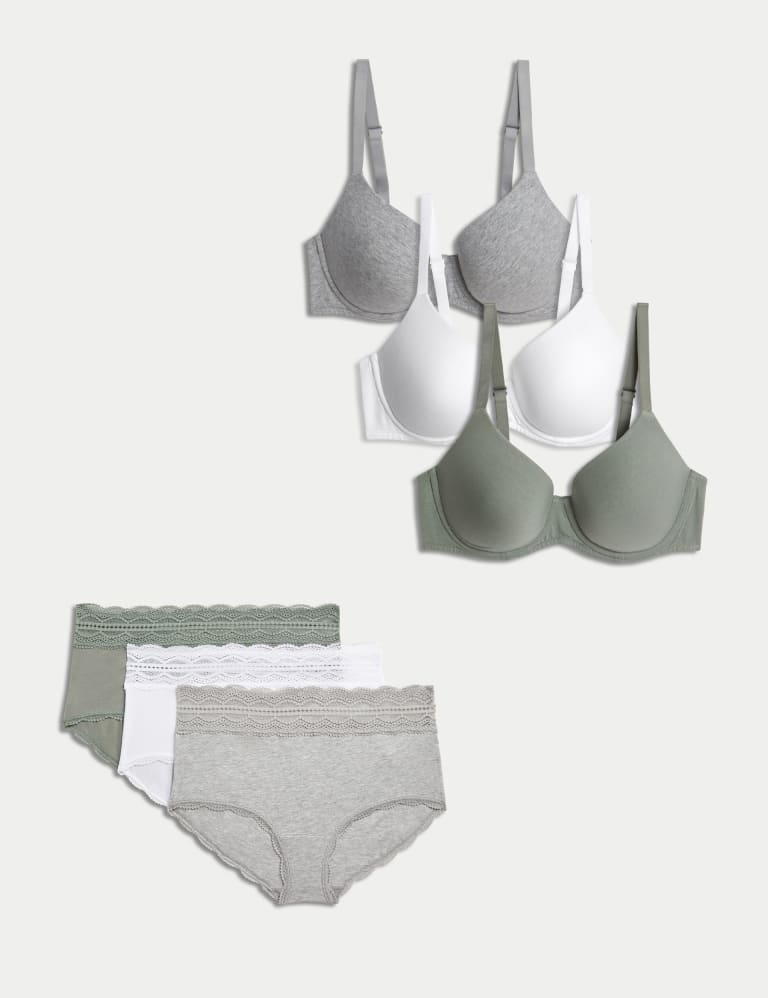 3pk Wired Full Cup T-Shirt Bras Set A-E 2 of 6