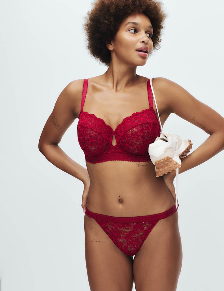 Cleo Lace Wired Balcony Bra Set F-H 1 of 6