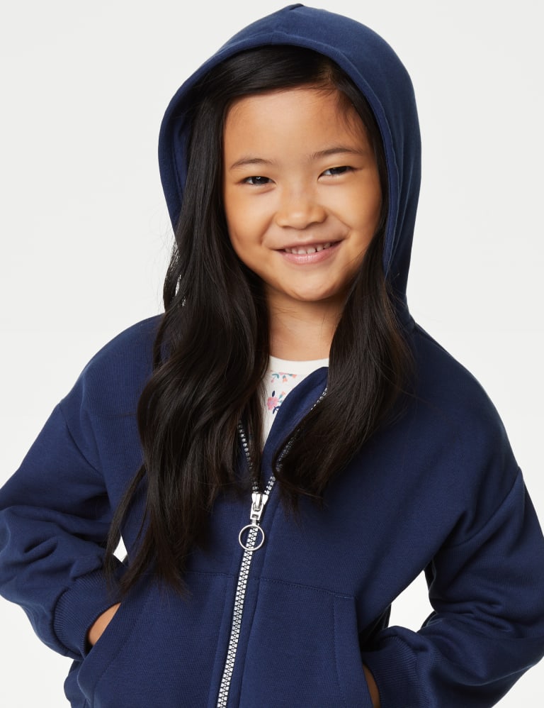 Girls navy zip hoodie sale