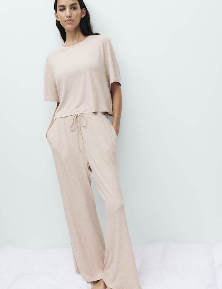 Modal Rich Ribbed Pyjama Top Set 1 of 6