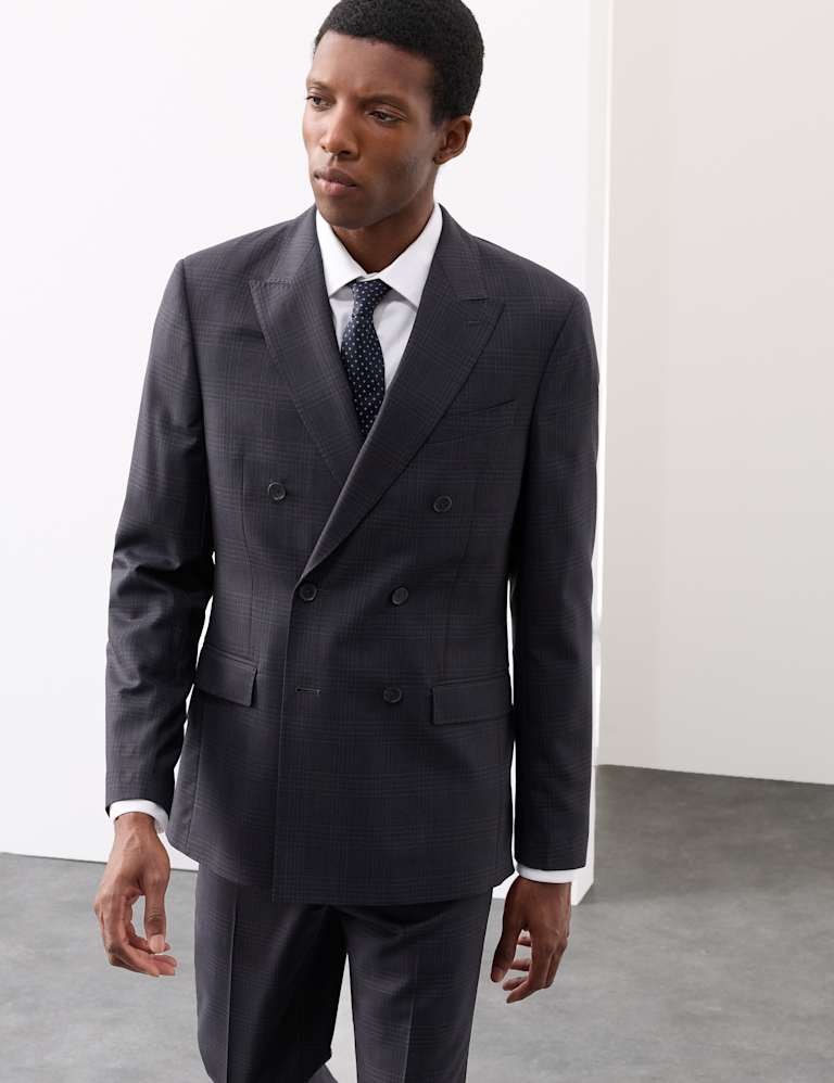 2 Piece Pure Wool Double Breasted Check Suit 1 of 6