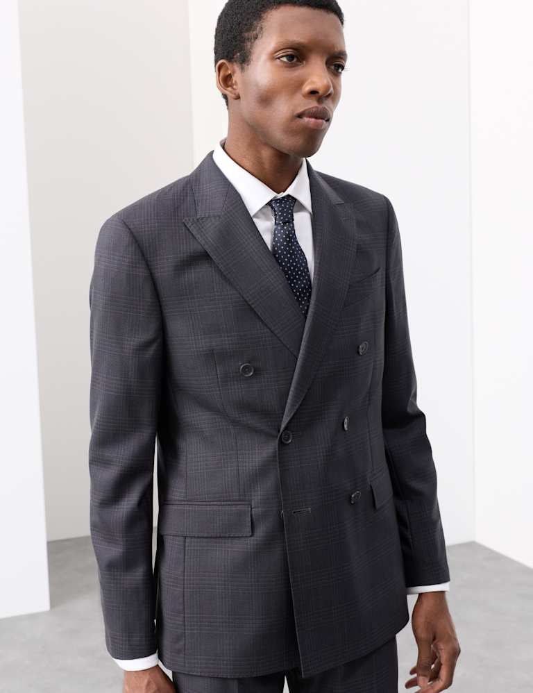 Pure Wool Double Breasted Check Suit 2 of 6