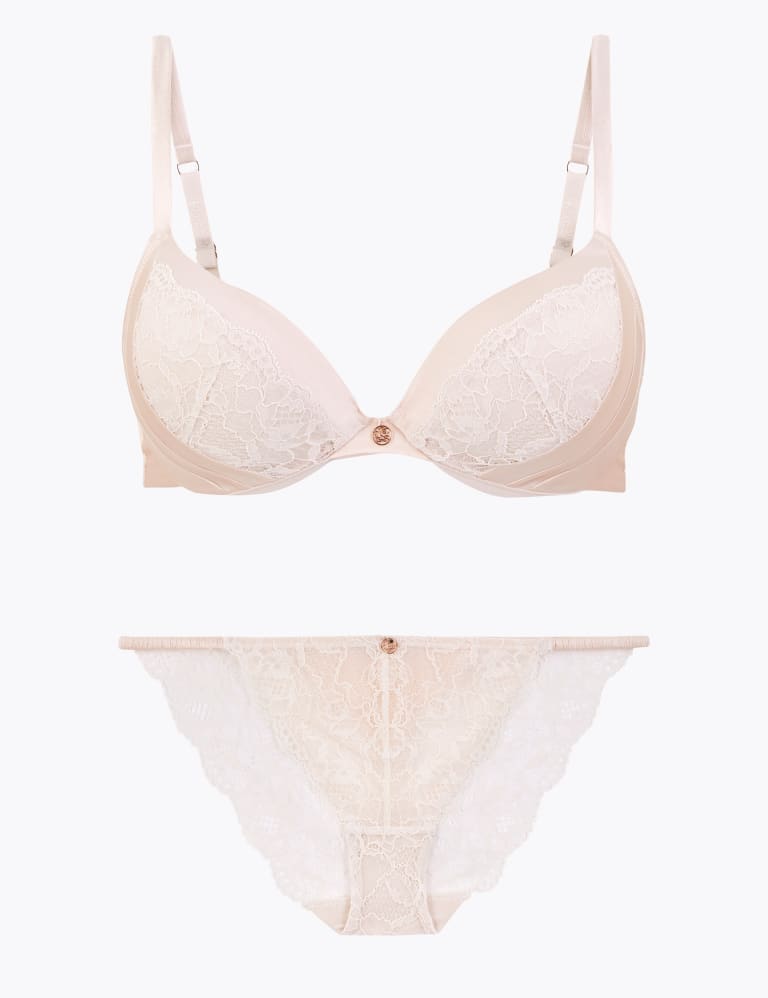 Silk & Lace Padded Set with Plunge Bra 2 of 6