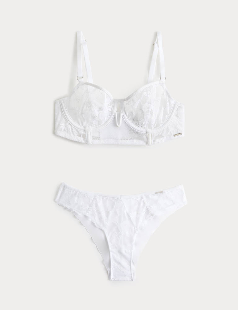 Savannah Lace Wired Longline Balcony Bra Set A-E 2 of 6