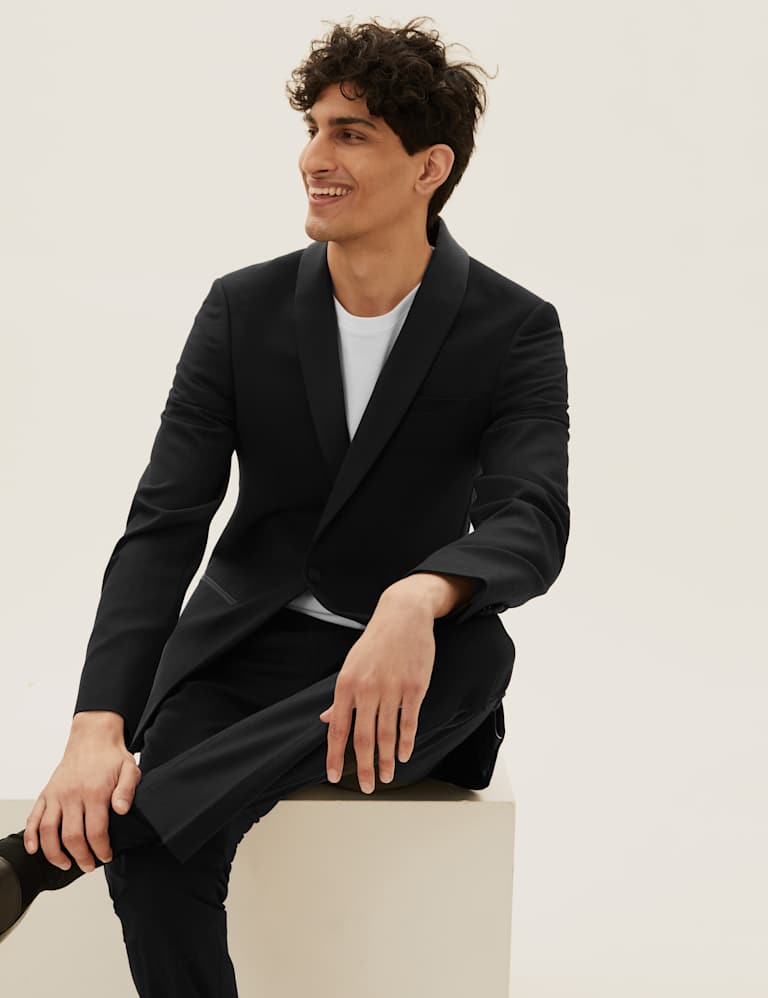 Black Slim Fit Textured Dinner Suit 4 of 9
