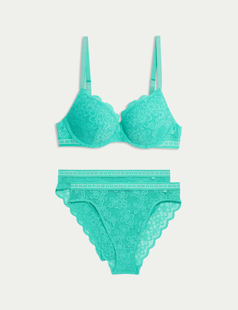 Cleo Lace Wired Push Up Plunge Bra Set A-E 2 of 6