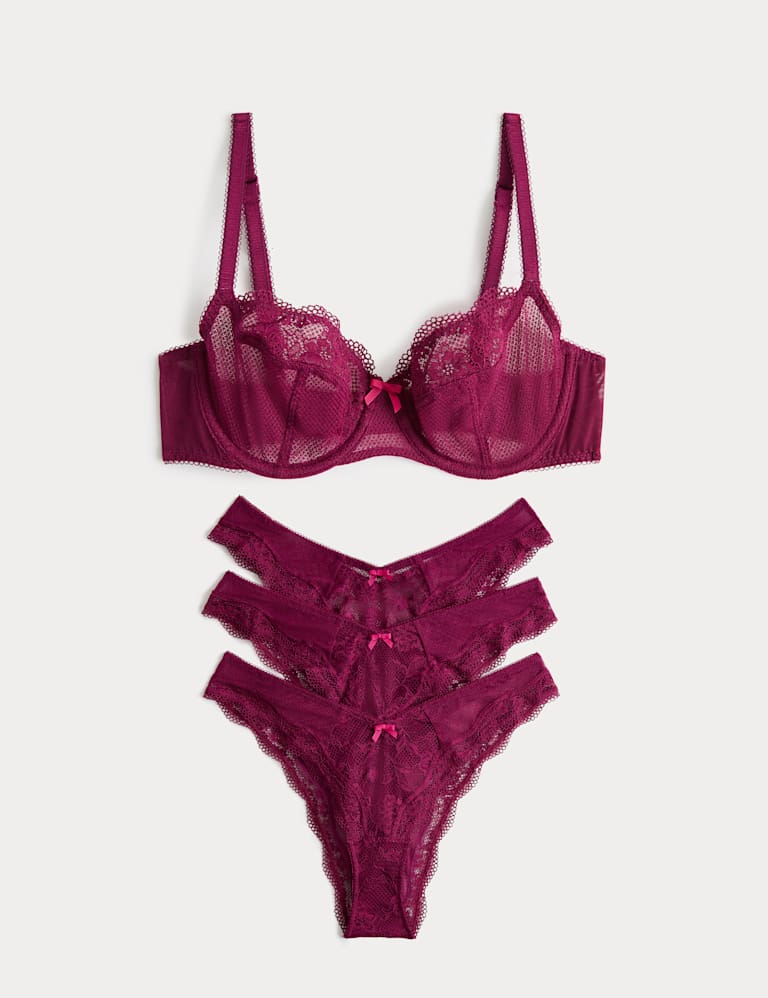 Jasmine Lace Wired Balcony Bra Set A-E 2 of 6