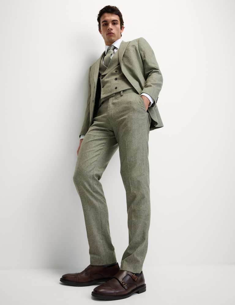 3 Piece Tailored Fit Wool Rich Tweed Suit 2 of 6